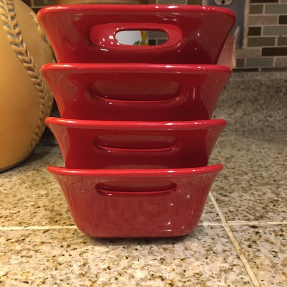 4 Rachael Ray Stoneware Square Casserole Red 12oz. Baking Dishes - Picture 2 of 5
